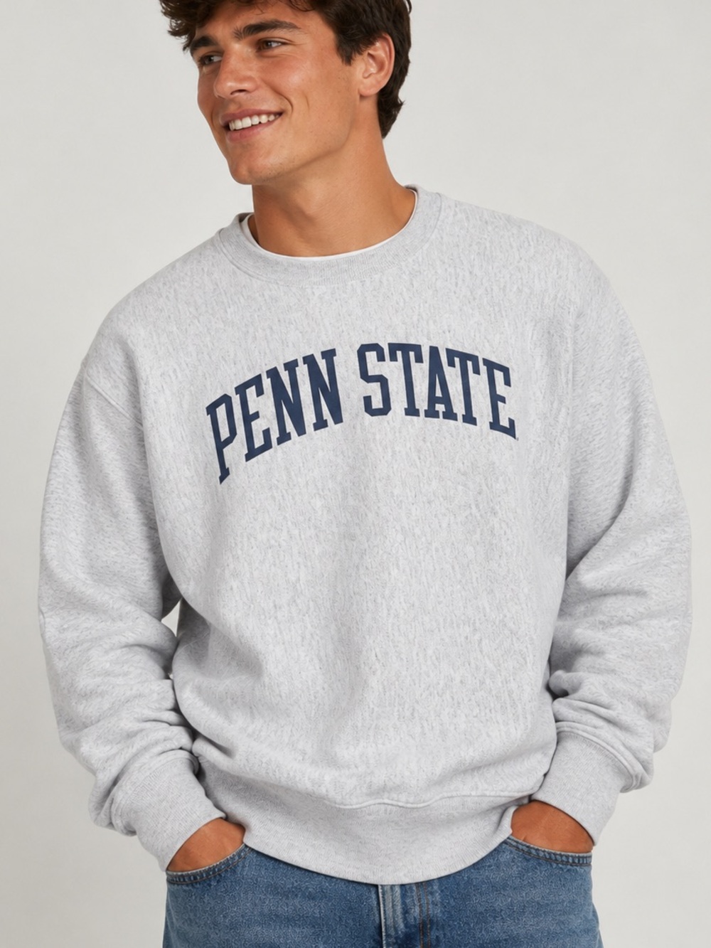 Vintage Champion PSU Penn State light Gray Crewneck sweatshirt Reverse Weave Med